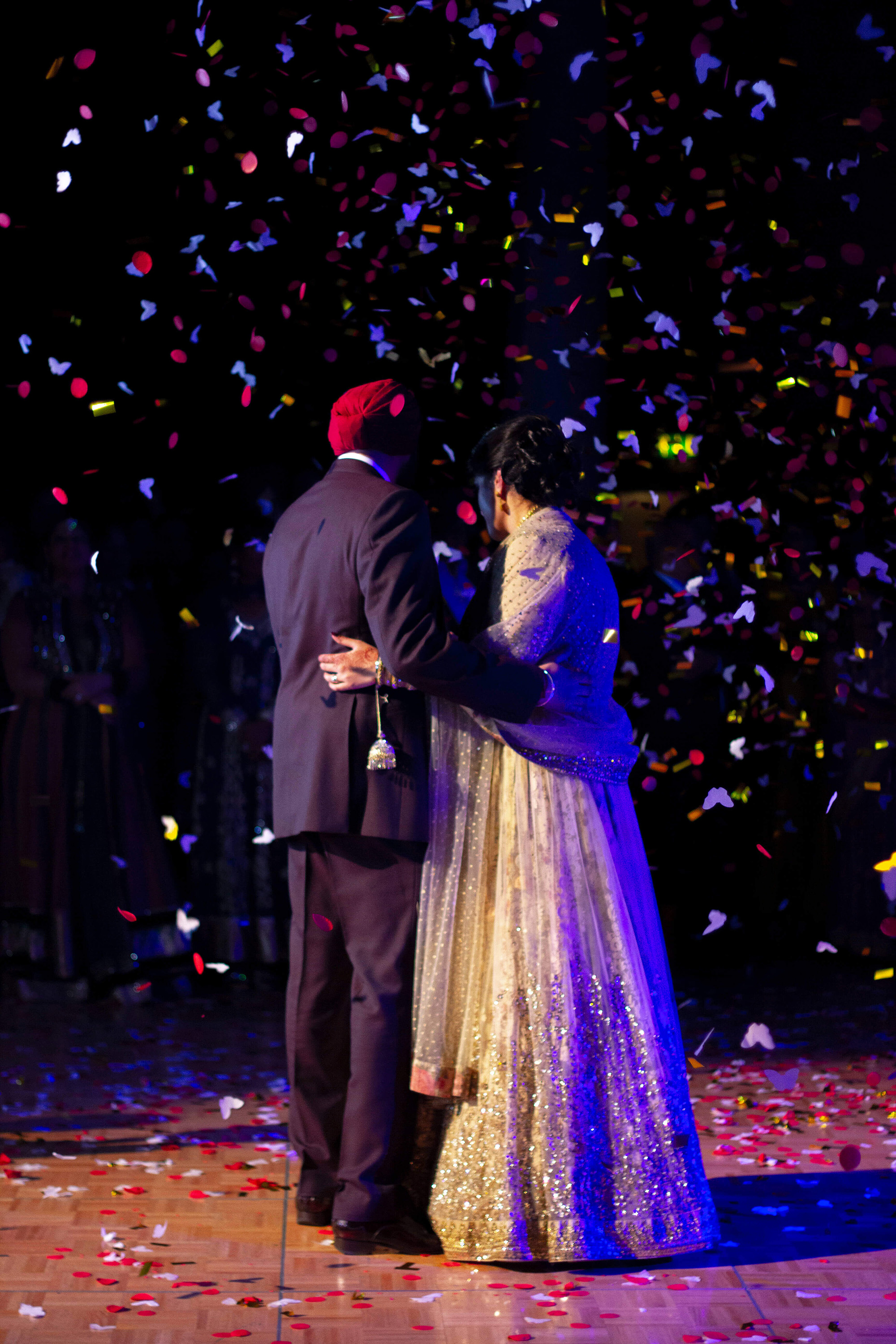 Sikh Bride and Groom first dance with confetti