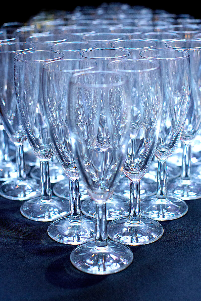 Close up of champagne flutes