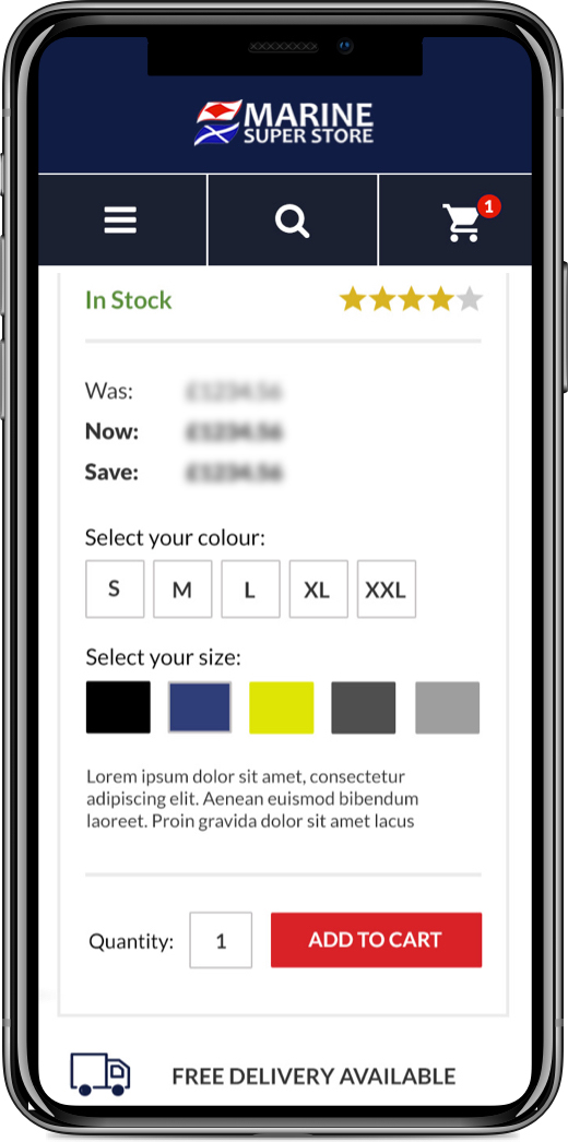 Marine Superstore eCommerce Mobile Web Design