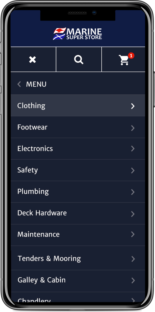 Marine Superstore eCommerce Mobile Web Design