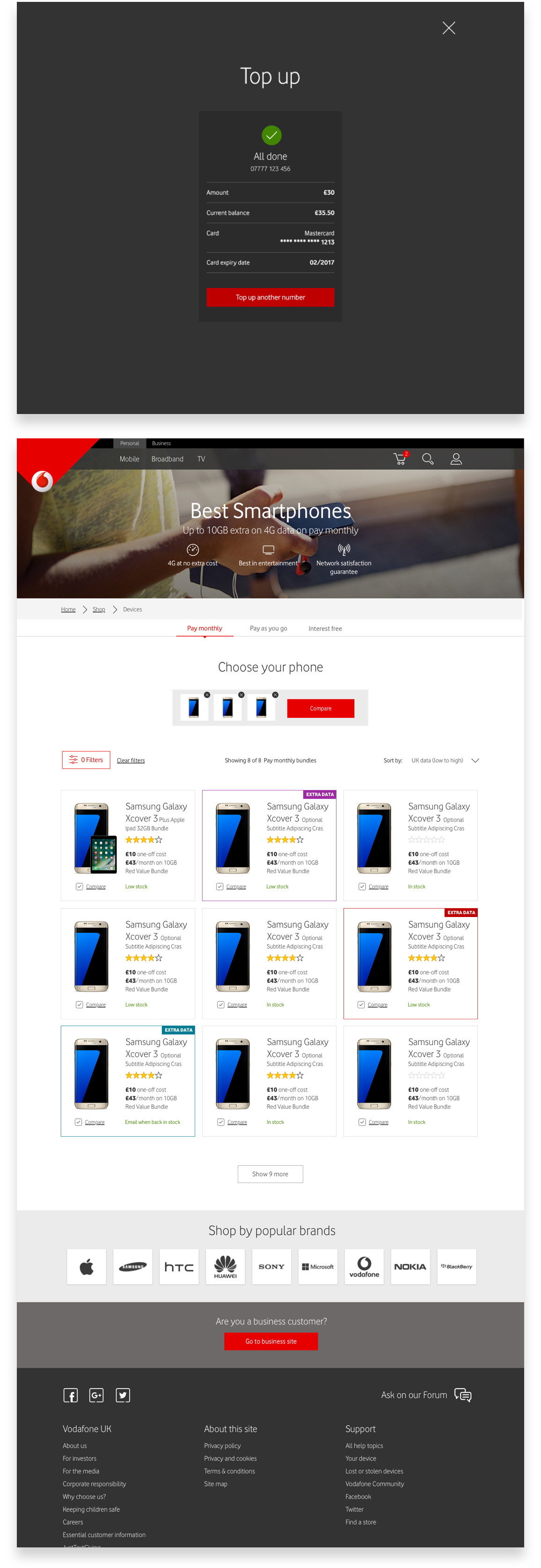 Vodafone eCommerce Website Design