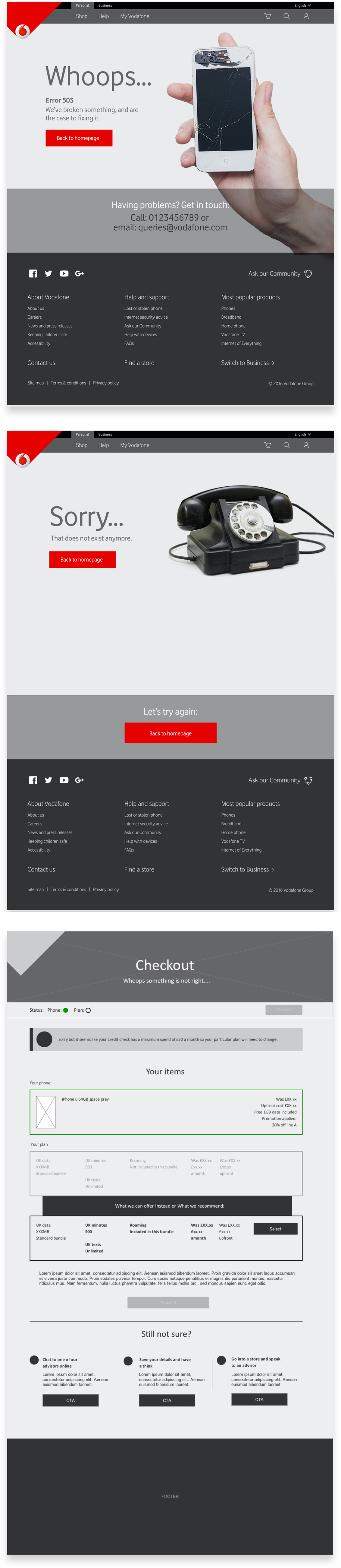 Vodafone eCommerce Website Design